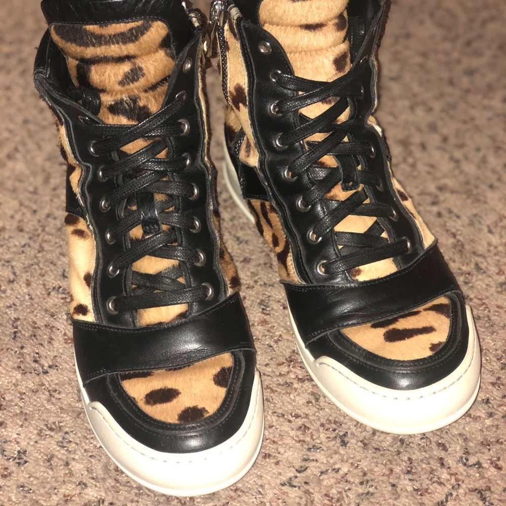 Balmain men’s calf skin hi top sneakers